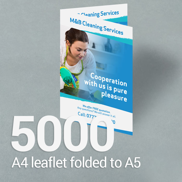 5000 A4 leaflet folded to A5 Gloss/Silk