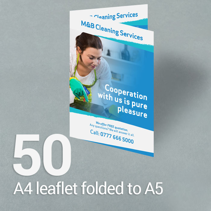 50 A4 leaflet folded to A5 Gloss/Silk