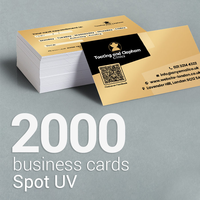 2000 Laminated spot UV business cards