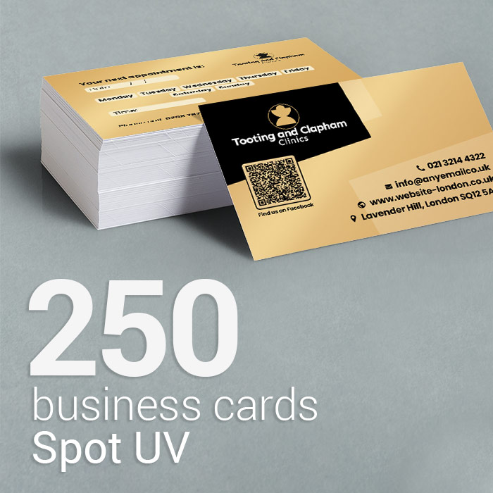 250 Laminated spot UV business cards