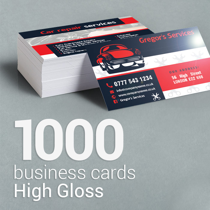 1000 Laminated high gloss business cards