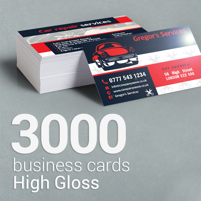 3000 Laminated high gloss business cards