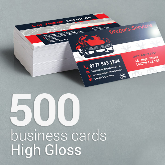 500 Laminated high gloss business cards
